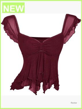 Sheer Mesh Ruffle Sweetheart Neck Tank Top - Sleeveless Crop Top for Night Out